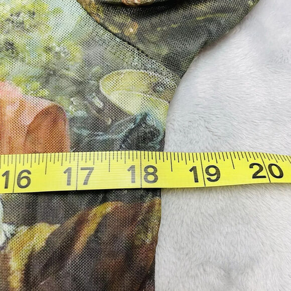 Current Mood Da Vinci Demons Top Womens 1X Mesh Rave Long Sleeve Sheer Goth - Picture 5 of 8